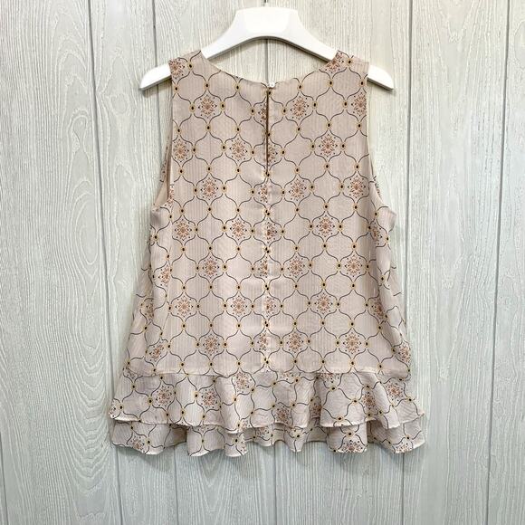 LOFT Cream Print Sleeveless Top Medium - Picture 5 of 5